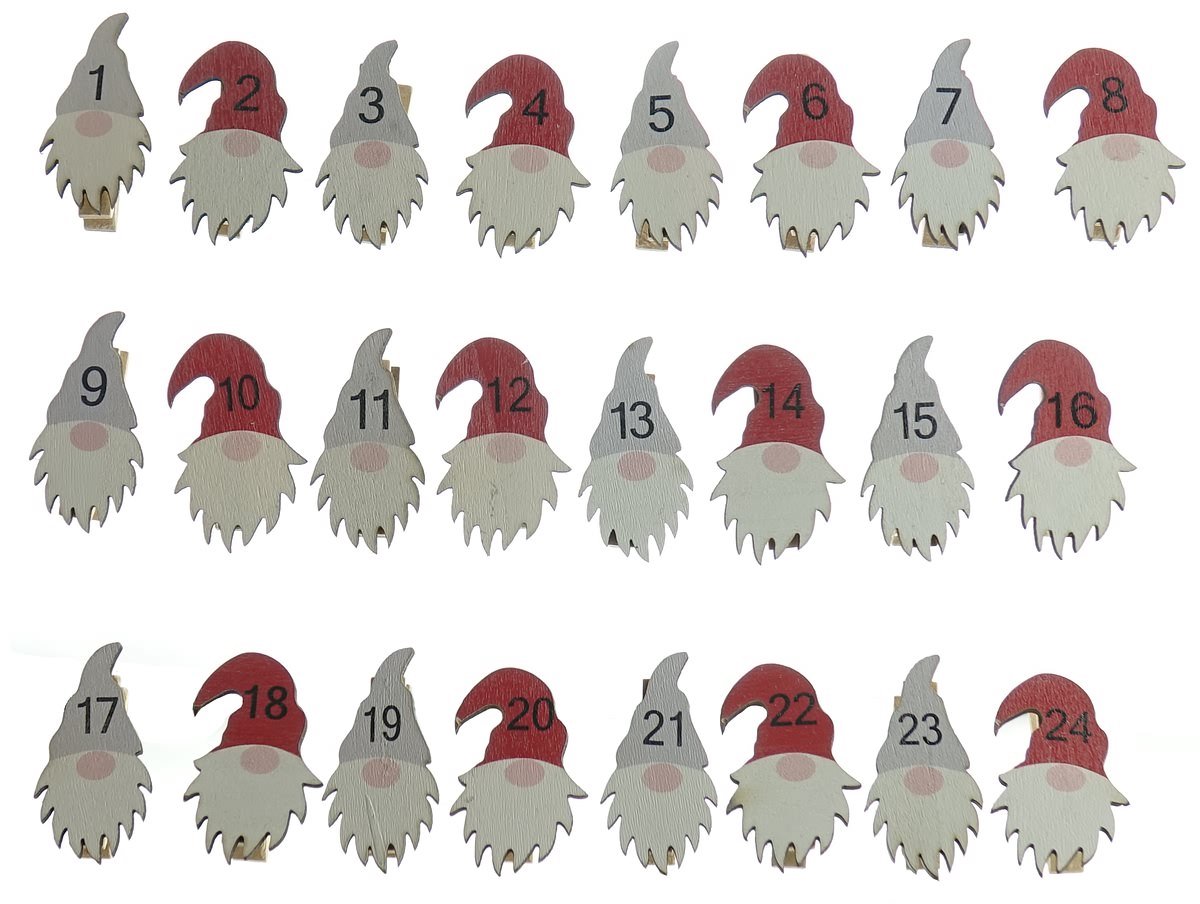 Riffelmacher adventsklemmetjes Santa 1-24 3 x 4,8 cm - hout
