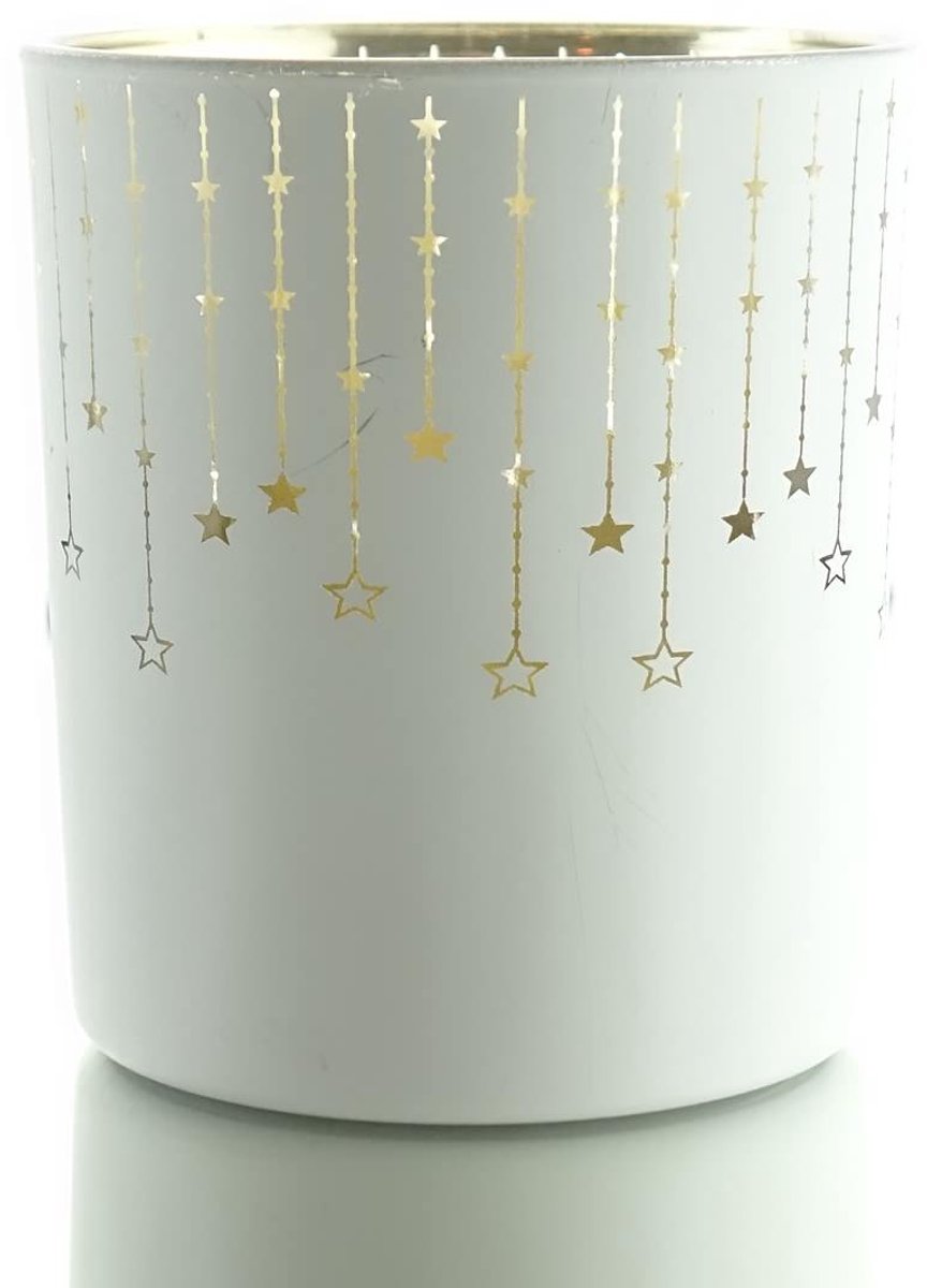 Gasper waxinelichthouder Falling Stars sterrenregen wit 8 cm glas