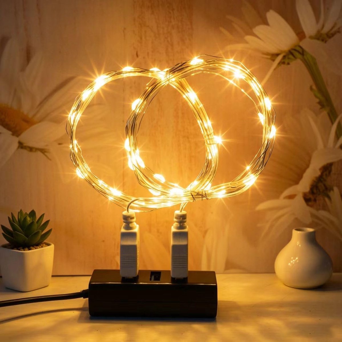 LED-Lichtslinger - Warm wit - 2M - USB-Voeding en Waterdicht - Voor Binnen en Buiten