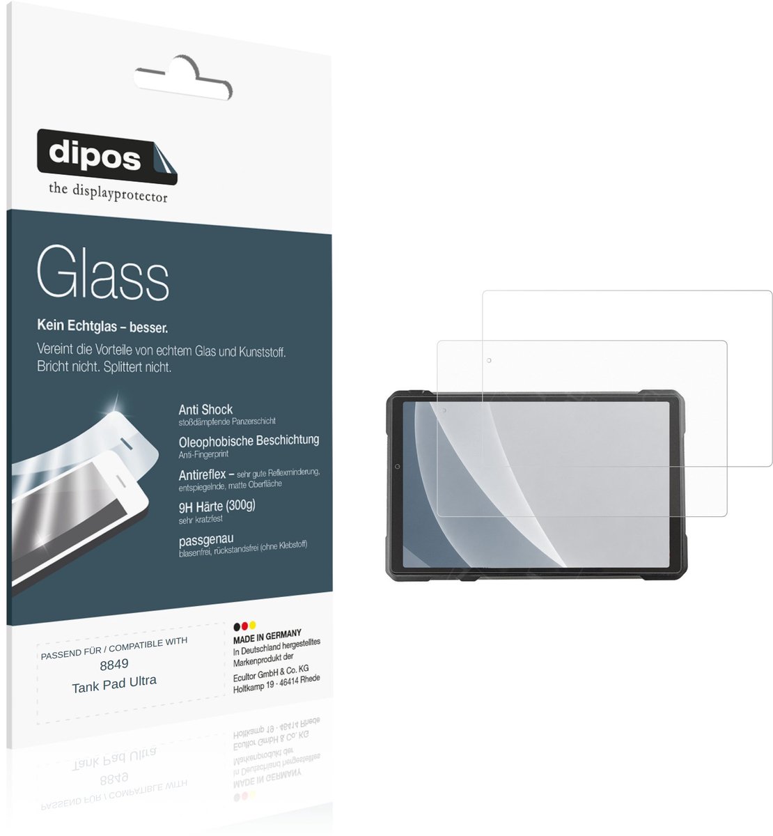 dipos – 2x Matte Pantserfolie geschikt voor 8849 Tank Pad Ultra | 9H Screenprotector
