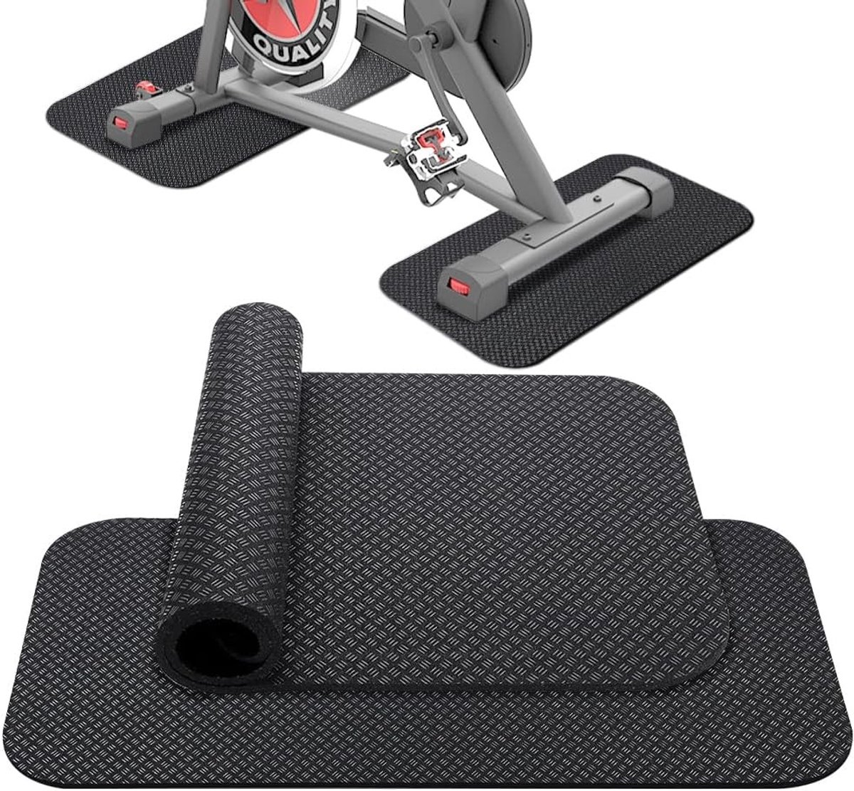 Set van 2 Beschermmatten voor Fitnessapparatuur, 63,5 x 30 cm, 5 mm Gymnastiekmat voor Treadmills, Fietsen en Sportuitrusting, Antislip en Duurzaam