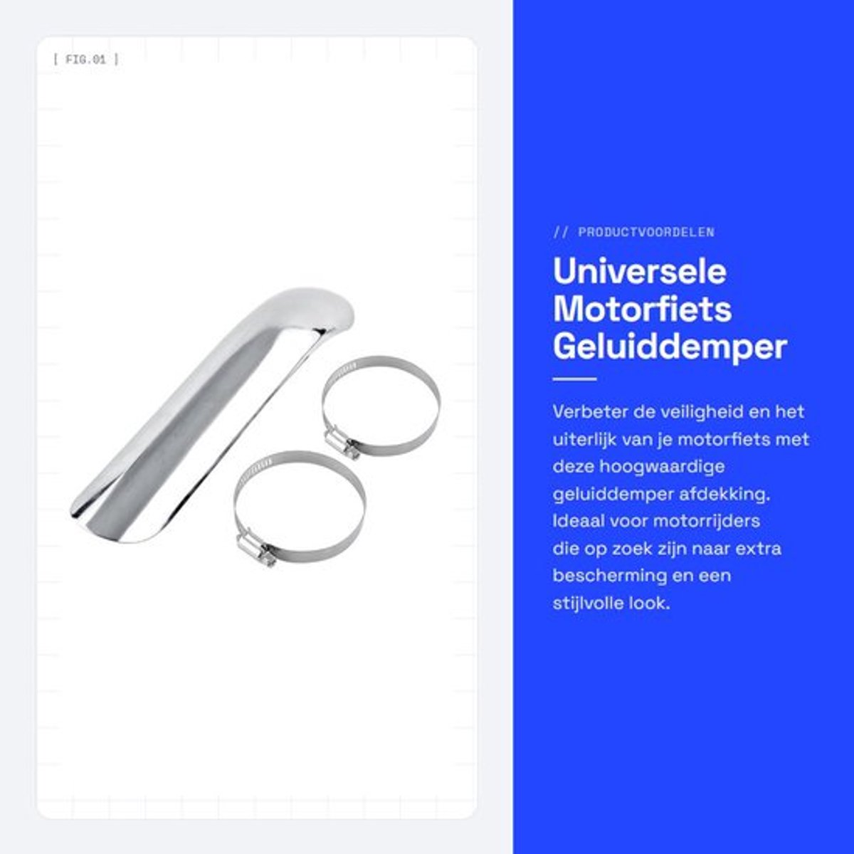 Dailygoods- Geluiddemper - Uitlaatdemper - Motorfiets - Bescherming - Gebogen