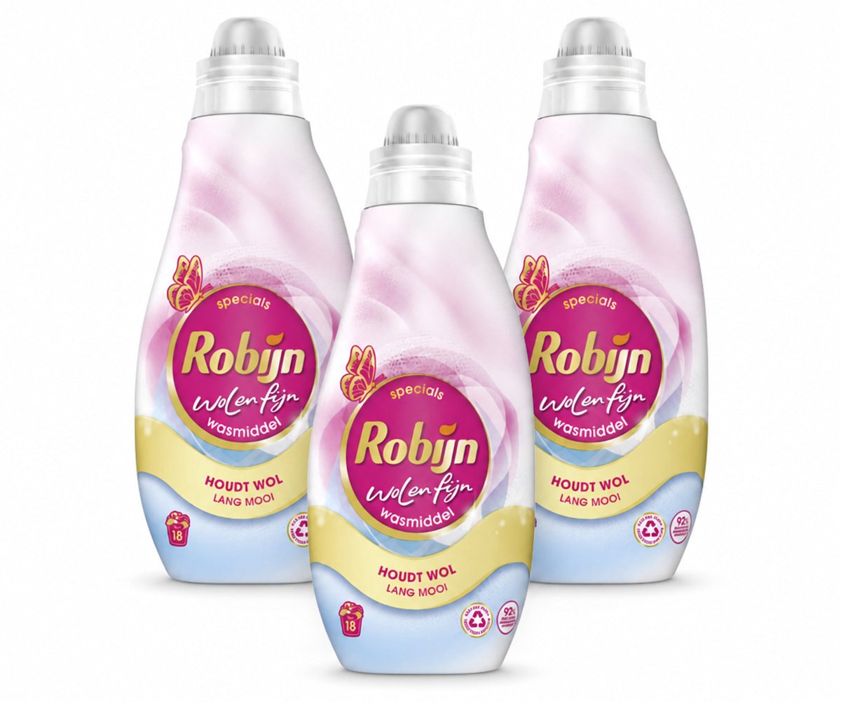 3 x Robijn Specials - Wol & Fijn - Vloeibaar Wasmiddel - 18 Wasbeurten - Voordeelverpakking - 3 stuks