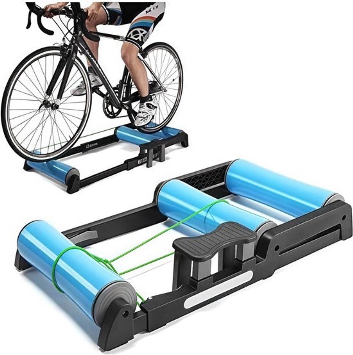 Opvouwbare Fietstrainer - Indoor Fiets Oefenmachine - Thuis Fitness Training - Conische Symmetrische Rollen - 24-29 Inch Compatibel - Zwart