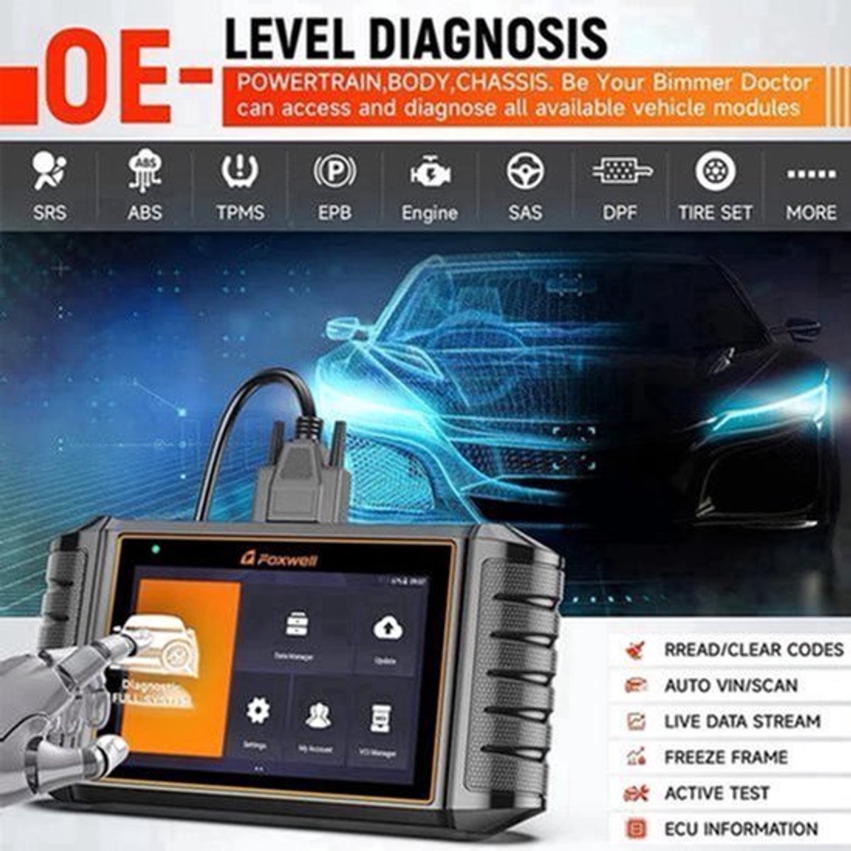 Autodiagnose Scanner – Autodiagnose Apparaat – Diagnose Tool – Foutcode Reader – 5,5 Inch Touchscreen – WiFi Updates