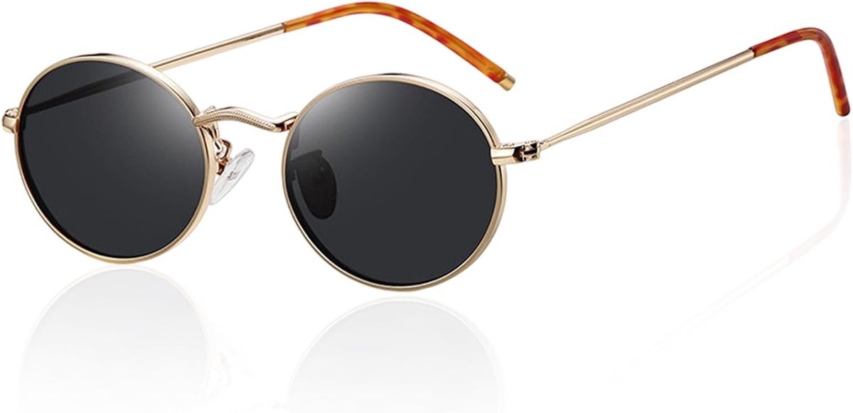 Vintage Polarized Zonnebril met UV400 Bescherming, Unisex, Metalen Frame, Trendy Ronde Zonnebril voor Dames en Heren, Zomeraccessoire