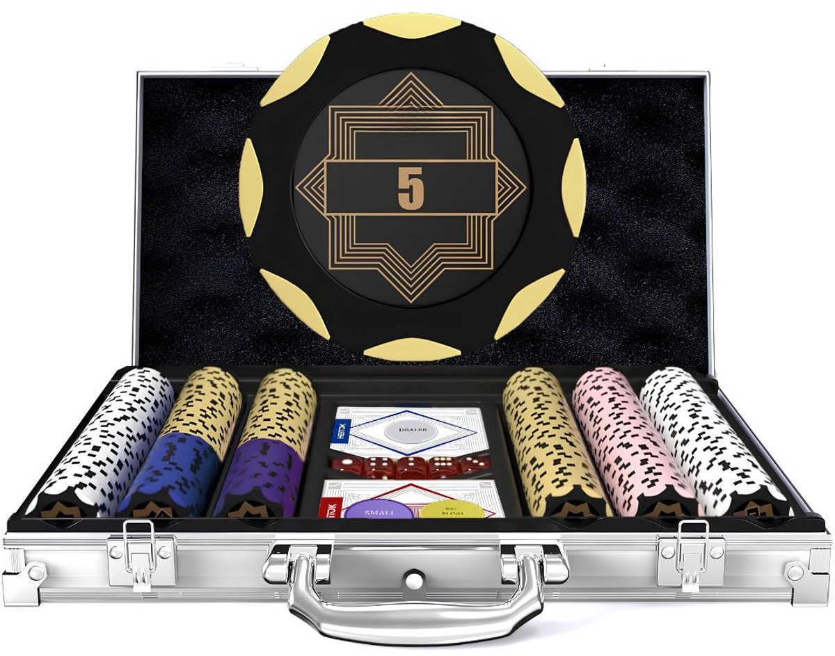 Lìon® Pokerkoffer - Koffer voor Pokeren - Pokerkoffer Pokerset - Zilver - 4cm x 4cm x 1cm