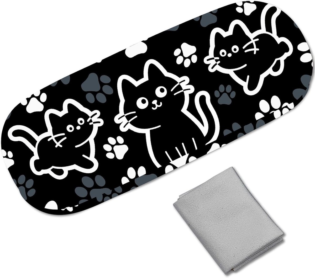 Leren Hoes voor Kattenbril - Draagbare Beschermcase met Schoonmaakdoek voor Dierenliefhebbers, 16.2 x 6.3 x 3.8 cm