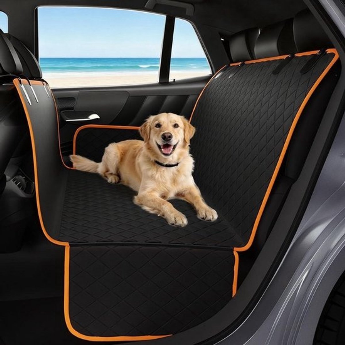 Auto Beschermkleed Hond - Hondenhangmat Auto - Reizen met Huisdier - Waterdicht Antislip - Voor Dacia Spring - Zwart