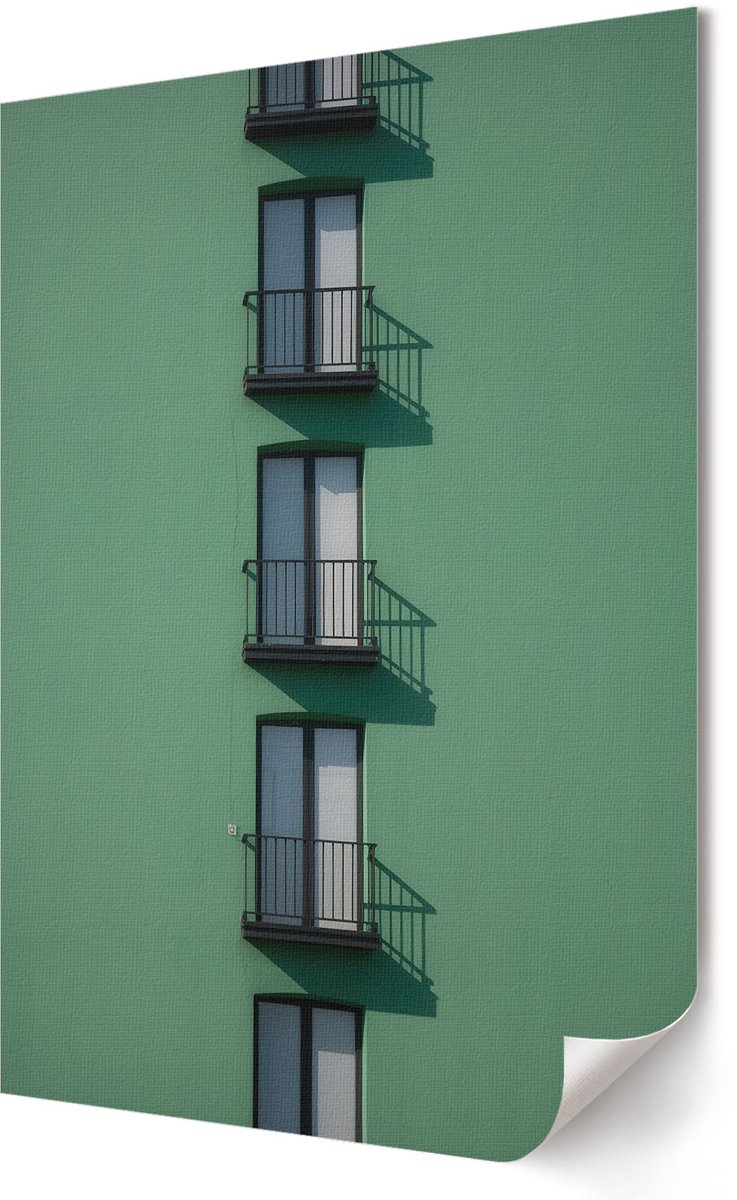 Coloray Polycanvas Poster - Groene Gevel, Fotografie - 420 x 594 - Groen Wanddecoratie - Rechthoek - Muurdecoratie - Woonkamer, Slaapkamer, Kantoor - Minimalist