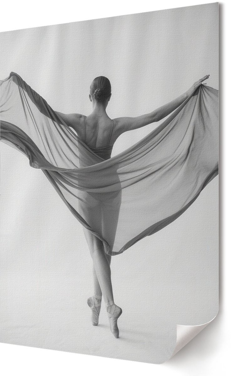 Coloray Polycanvas Poster - Ballet Schoonheid, Fotografie - 594 x 840 - Zwart-wit Wanddecoratie - Rechthoek - Kunstposter - Slaapkamer - Klassiek