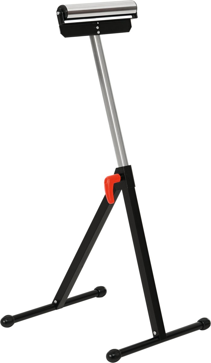 Opvouwbare trolleyhouder voor werkbank met in hoogte verstelbare rol (68 tot 110 cm) - draagvermogen 90 kg - balrolhouder - zwart