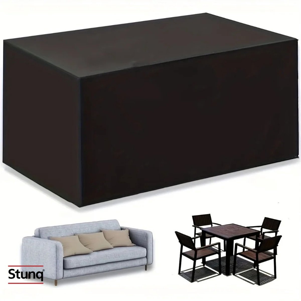Stunq Tuinmeubelhoes 150x150x70 cm, waterdicht en UV-bestendig Zwart