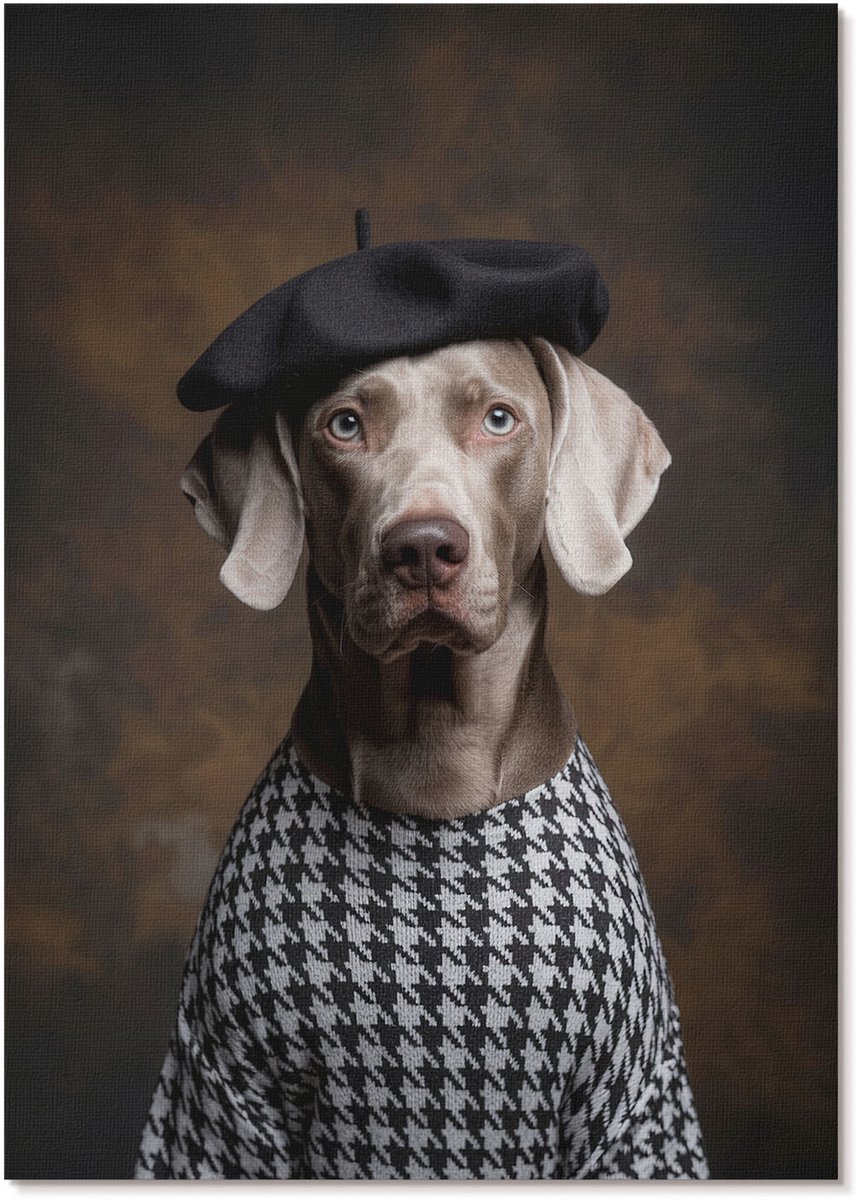 Tulup Polycanvas Wandposter - Artistieke Hond, Fotografie - A4 - Zwart Motief - Rechthoek - Wandkunstwerk - Woonkamer, Slaapkamer, Kantoor - Glamour