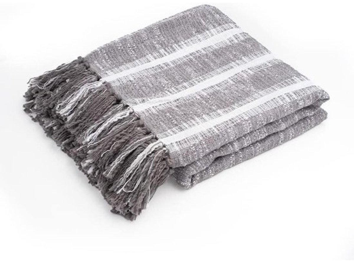 Deken Biologisch Katoen - Woondeken Plaid - Ontspannen Thuis - Lichtgewicht Ademend - 180 x 130 cm - Grafietgrijs