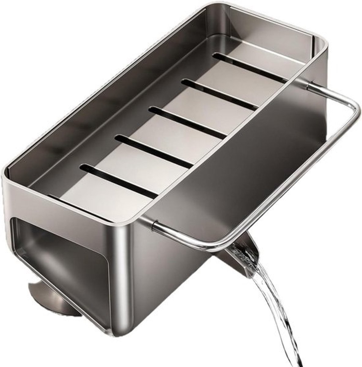 Spoelbak Sponshouder - Afdruiprek Keuken - Keuken Organiseren - Boorvrij Ontwerp - 23.5 cm Lengte - Zilverkleurig