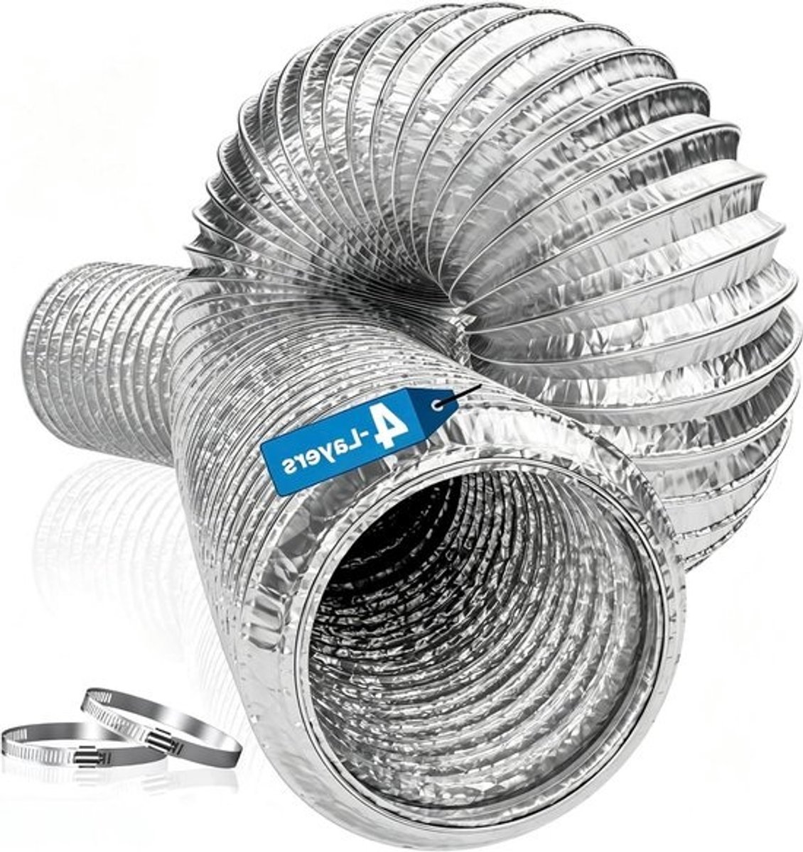 Afvoerslang - Luchtslang Afzuigkap - Ventilatie Mobiel - Flexibel Aluminium - 5 meter 125 mm - Grijs