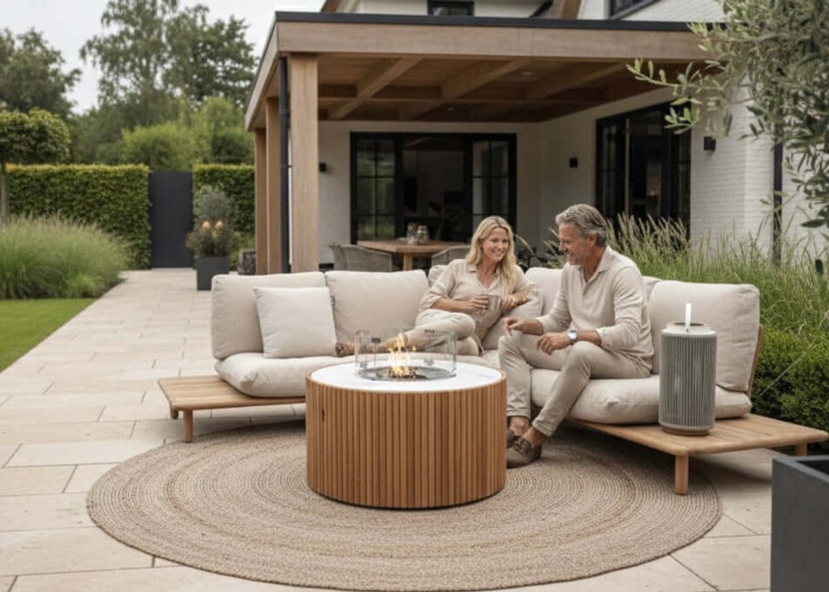 Apple Bee Sling Teak Loungeset 260x260 cm - Hoge Rug - BEE Wett - nr.4