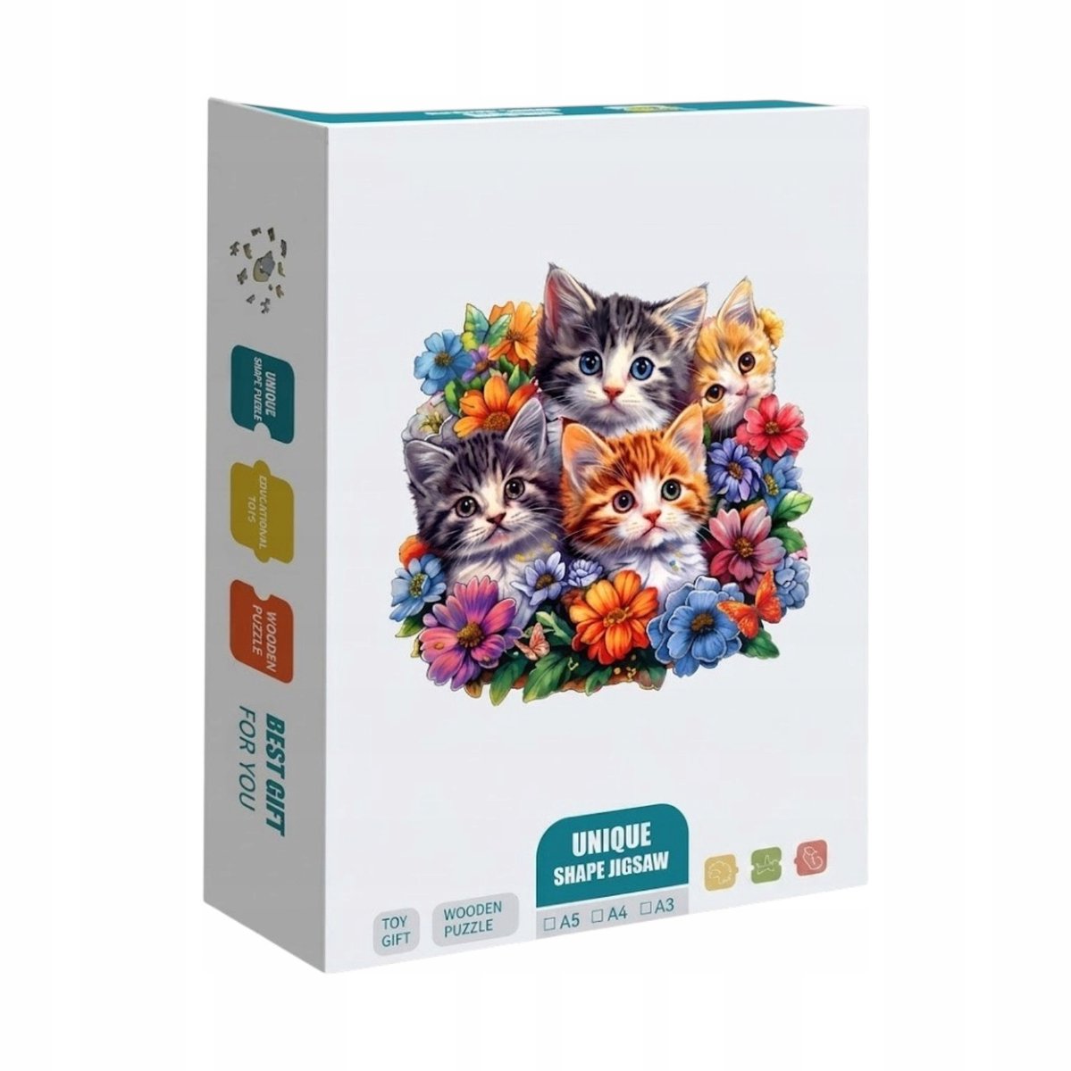 Houten Puzzel Katjes in Bloemen - 135 Stukjes - Decoratief