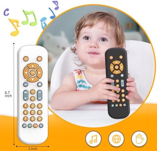 Speelgoed Afstandsbediening voor Baby's - Meertalig Muzikaal Speelgoed met Licht en Geluid - Educatief Speelgoed voor Baby's Vanaf 6 Maanden - Wit — afbeelding 3