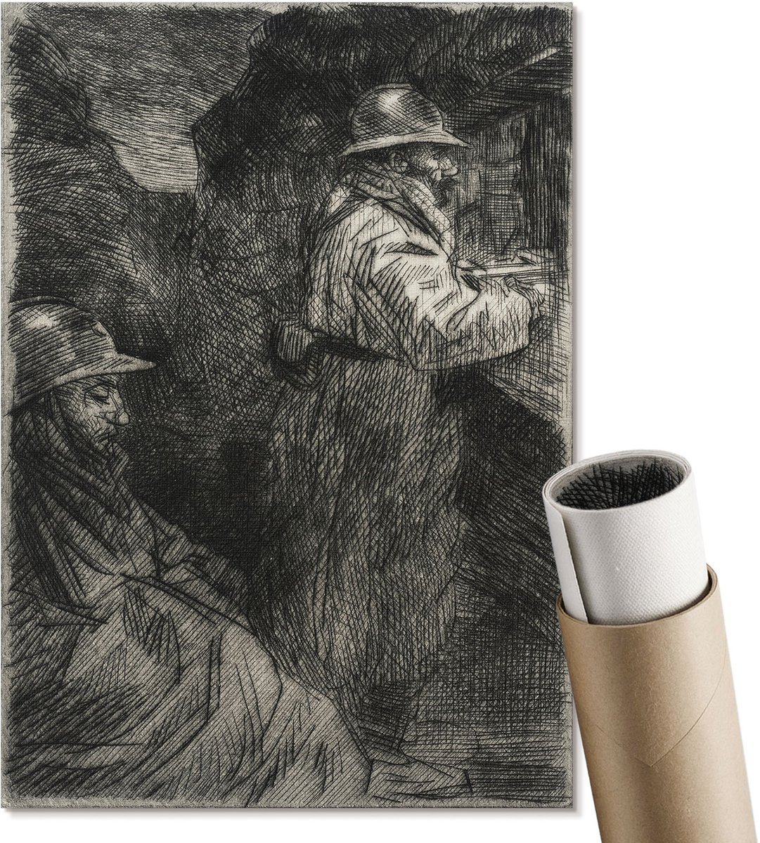 Coloray Polycanvas Wandposter - In De Kazerne, Schilderen - A4 - Zwart Patroon - Rechthoek - Canvasposter - Woonkamer, Slaapkamer, Kantoor - Klassiek