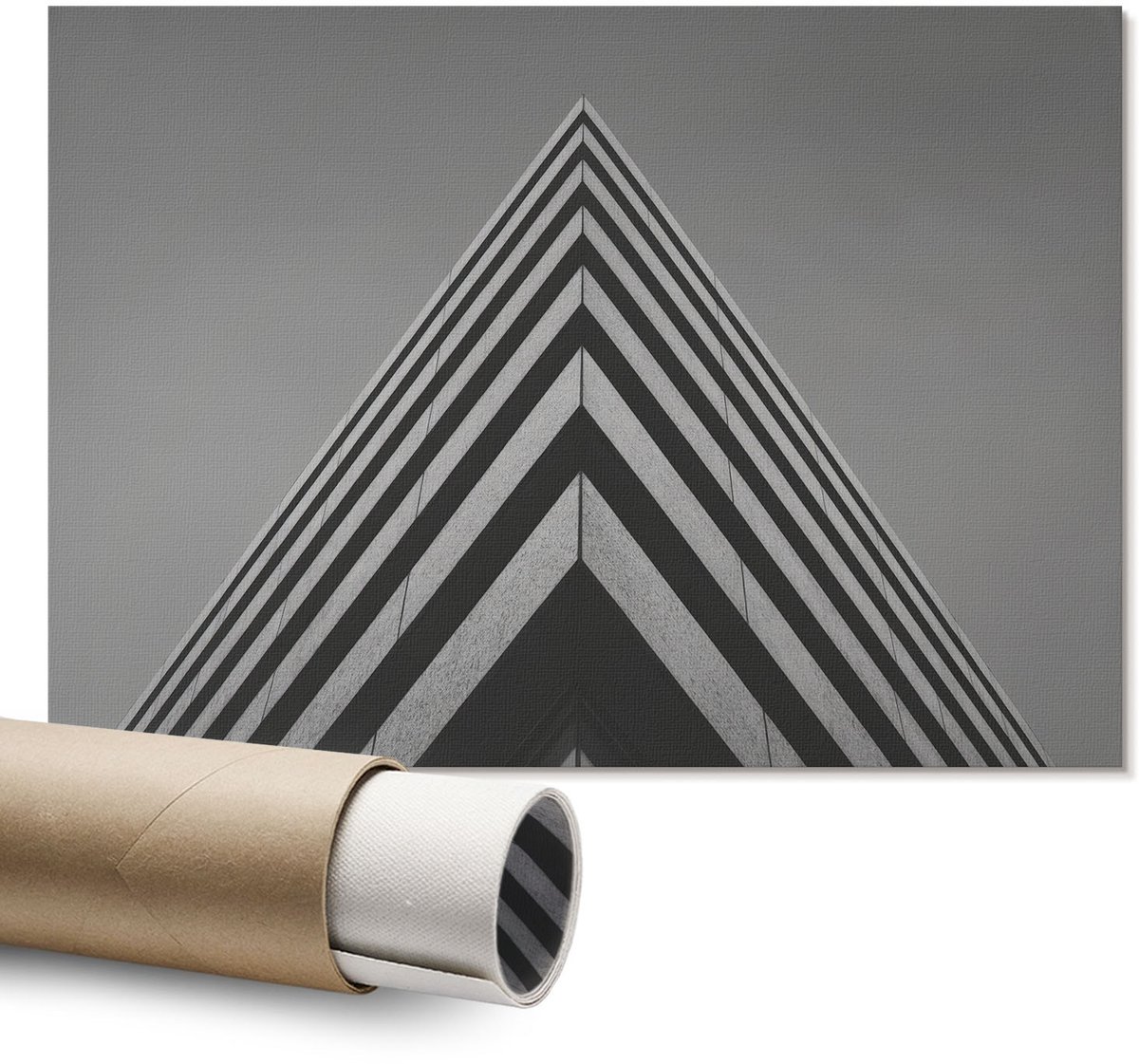 Coloray Polycanvas Wandposter – Moderne Architectuur, Zwart-Wit – A1 – Grijs Illustratie – Rechthoek – Canvas Wandposter – Woonkamer – Modern