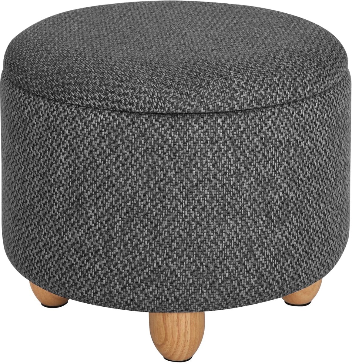 Klarven® Opbergkruk Donkergrijs - Opvouwbaar met 21,5 L opbergruimte - Gewatteerde zitting, groflinnen 420 g/m2 - B 39 x D 39 x H 33 cm