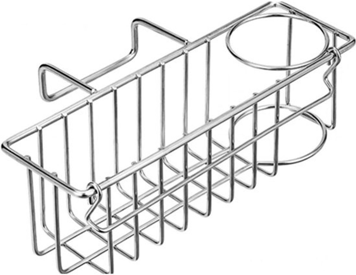 Spons Houder Keuken - Afdruiprekje Spoelbak - Keuken Organiseren - 3-in-1 Ontwerp - Compact Formaat - Zilver