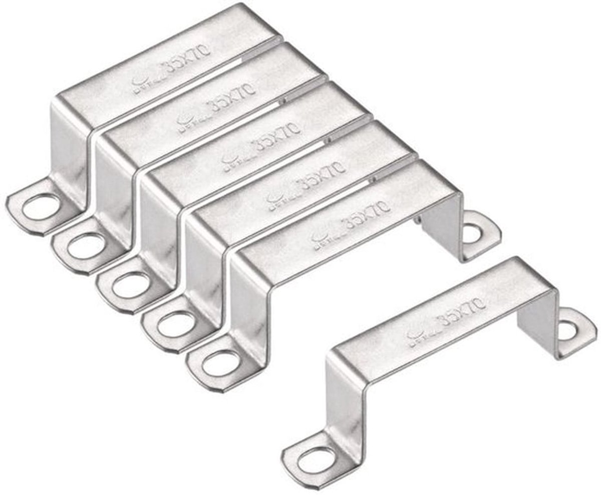- U-vormige connectorbeugel - Zware buisklemmen - 70 mm x 35 mm - Roestvrij staal - Voor deur houder stut - 6 stuks