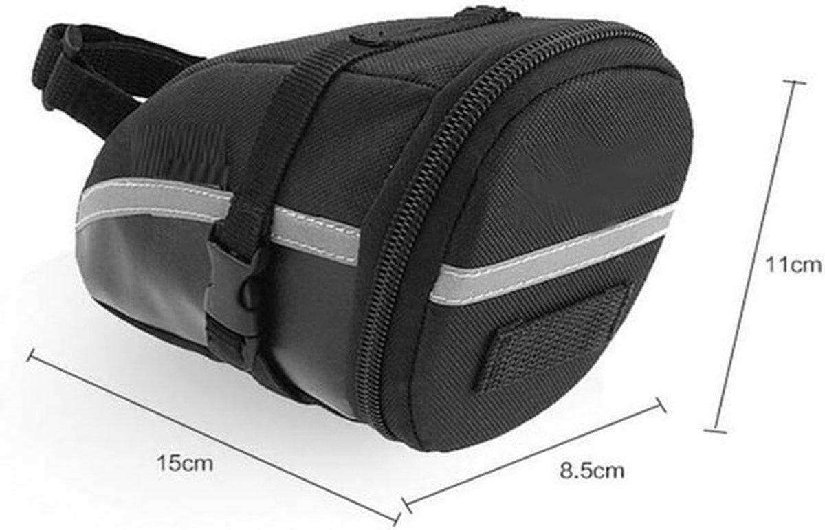 Fietszadeltas Polyester - Zitzak Onder Zadel - Fietsaccessoires Opbergen - Reflecterend Veiligheidsdetail - 1.2 Liter Capaciteit - Zwart