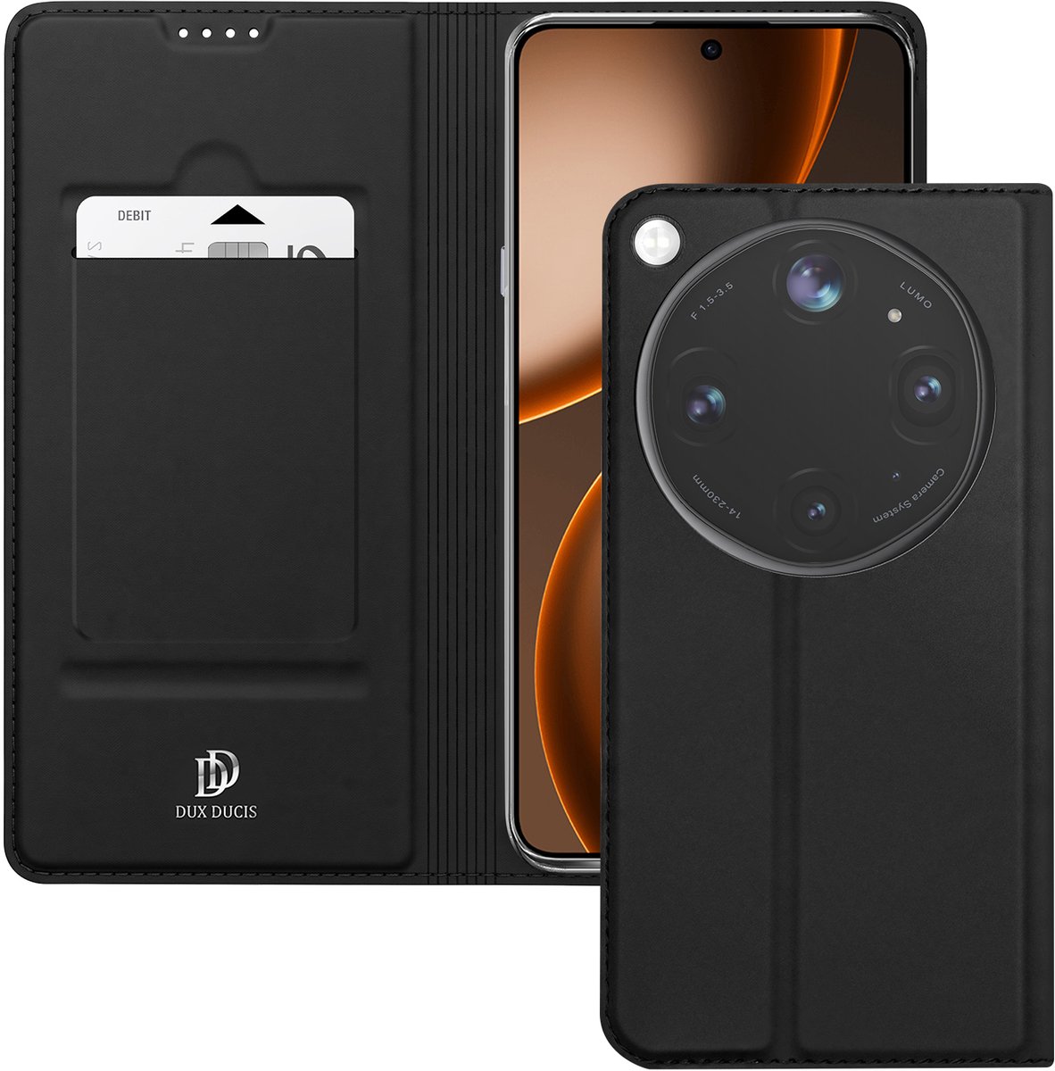 Dux Ducis, Hoesje voor Oppo Find X9 Ultra Soft-touch met Videostandaard en Pasjeshouder, Nachtblauw