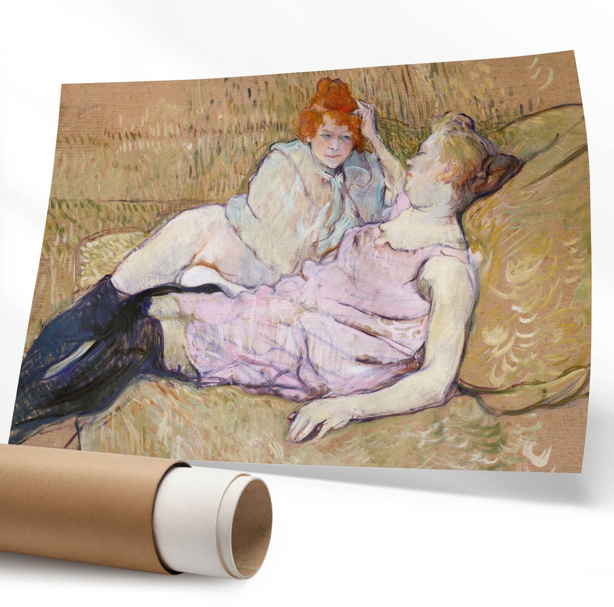 Coloray Polycanvas Wandposter – Bank, Beige – 594 x 840 mm – Bruin Illustratie – Rechthoek – Canvas Wandposter – Woonkamer – Rustiek