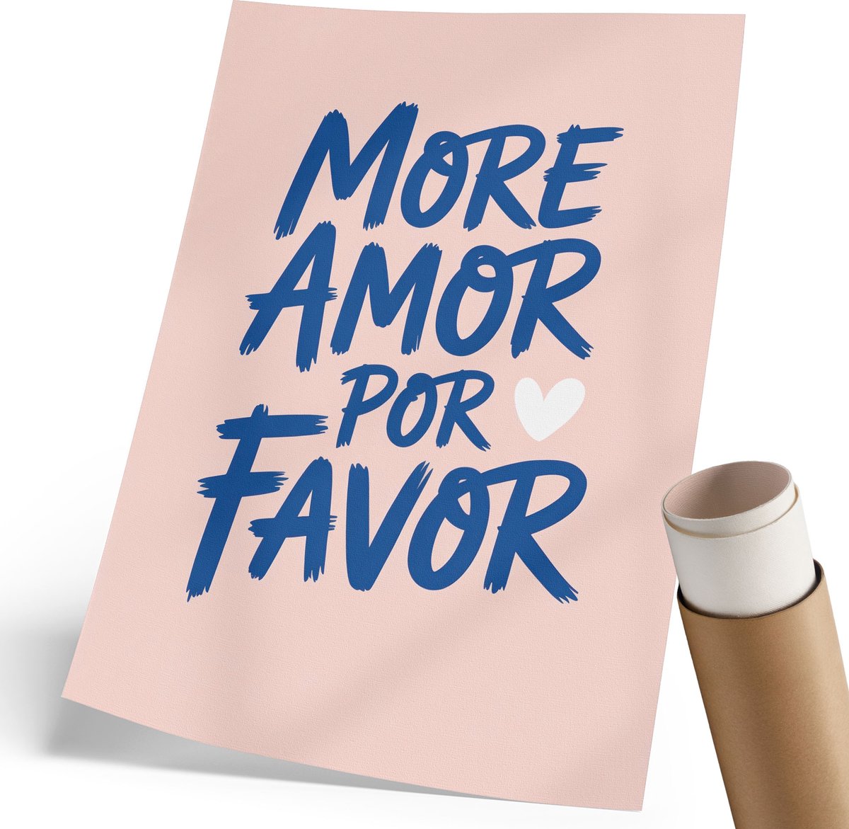 Coloray Polycanvas Wandposter - More Amor Por Favor, Typografie - 210 x 297 mm - Roze Wanddecoratie - Rechthoek - Wandkunstwerk - Woonkamer, Slaapkamer, Kantoor - Modern