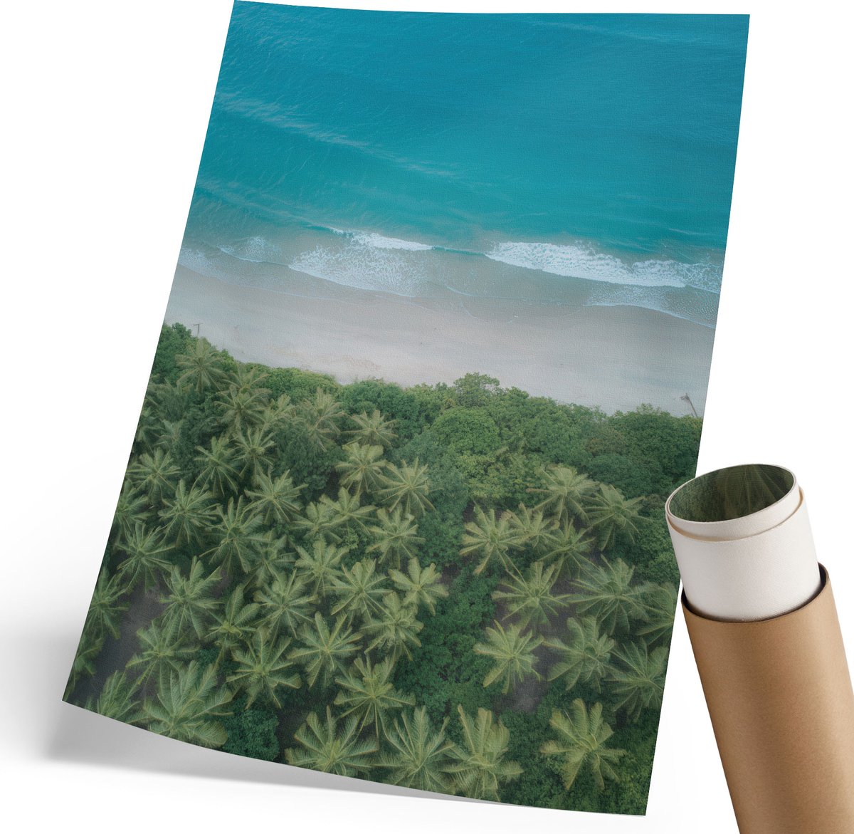 Coloray Polycanvas Poster - Tropisch Strand, Fotografie - 210 x 297 mm - Groen Wandposter - Rechthoek - Decoratieve poster - Woonkamer, Slaapkamer, Kantoor - Modern