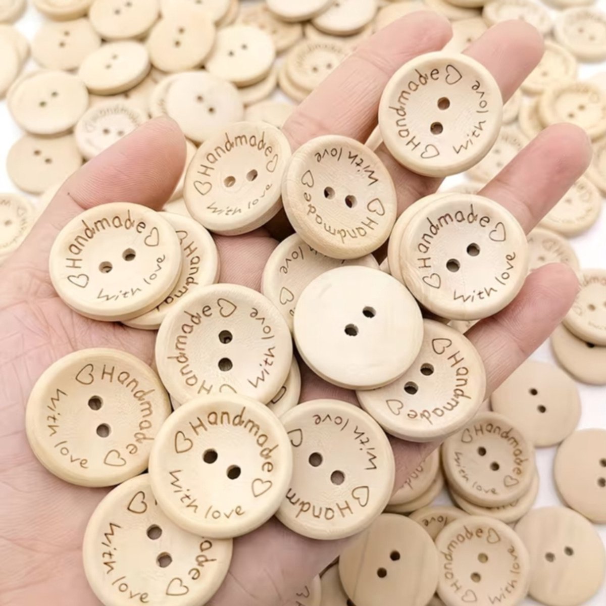 20 knoopjes Handmade with love - zelfgemaakt - DIY - kleding maken - 15mm