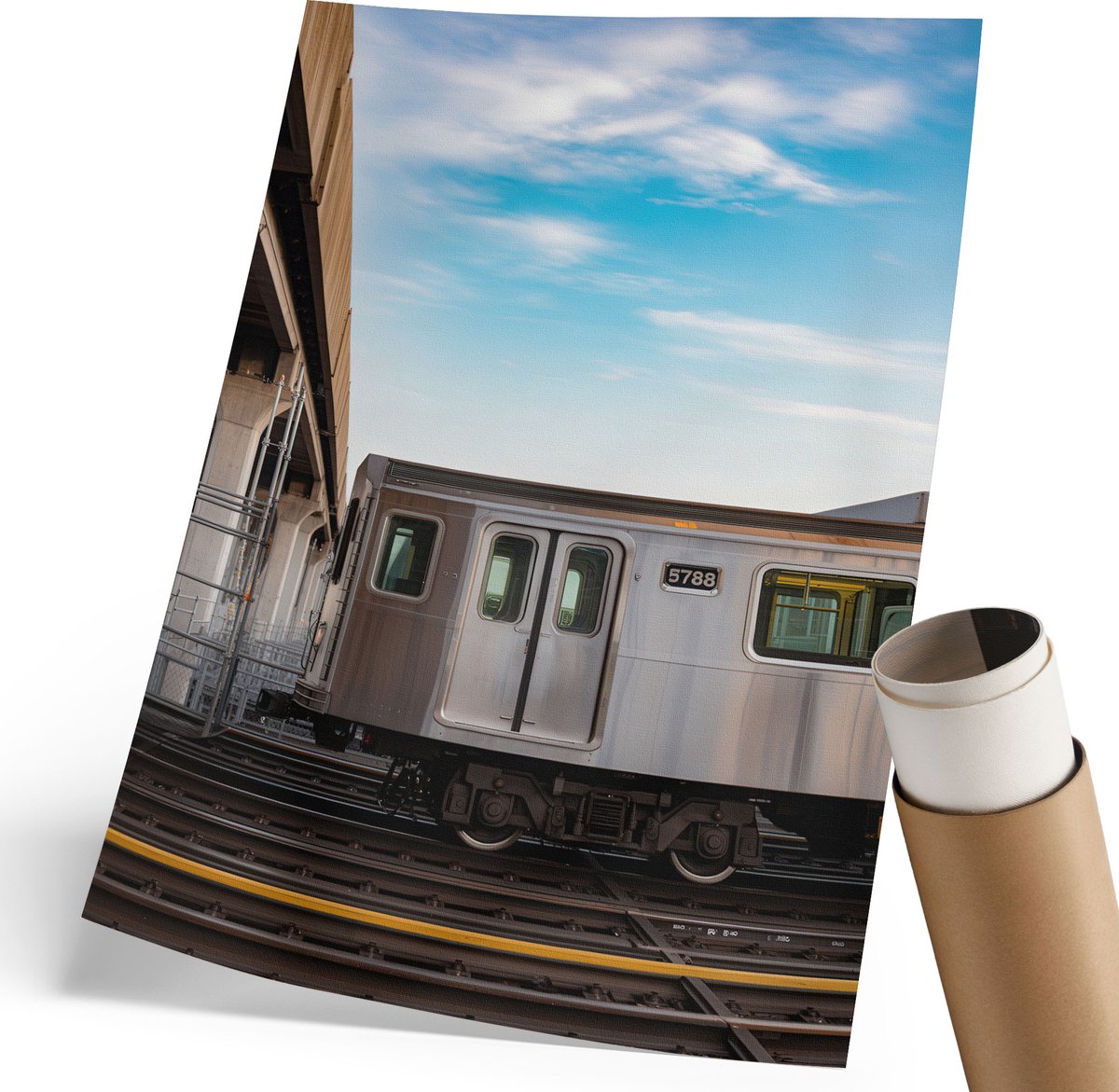 Wallfluent Polycanvas Wandposter - Stad 'S Nachts, Zwart-wit - 297 x 420 mm - Beige Wanddecoratie - Rechthoek - Wandkunstwerk - Slaapkamer - Modern