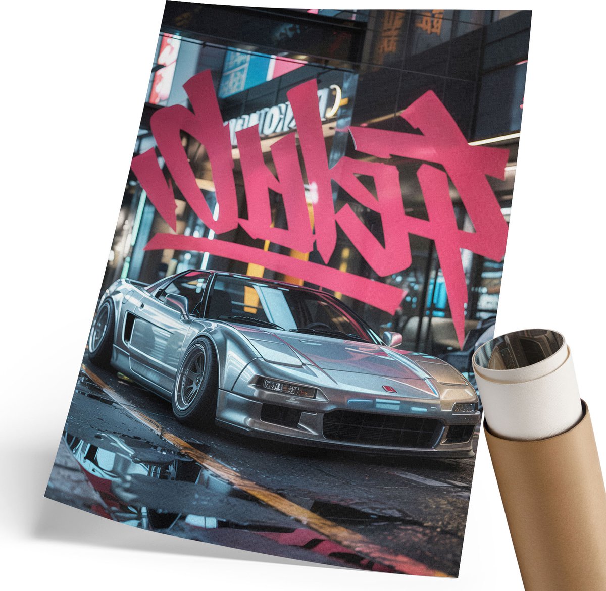 Wallfluent Polycanvas Wandposter - Een Stedelijke Hoek, Fotografie - 420 x 594 mm - Oranje Motief - Rechthoek - Interieurdecoratie - Woonkamer, Slaapkamer, Kantoor - Klassiek