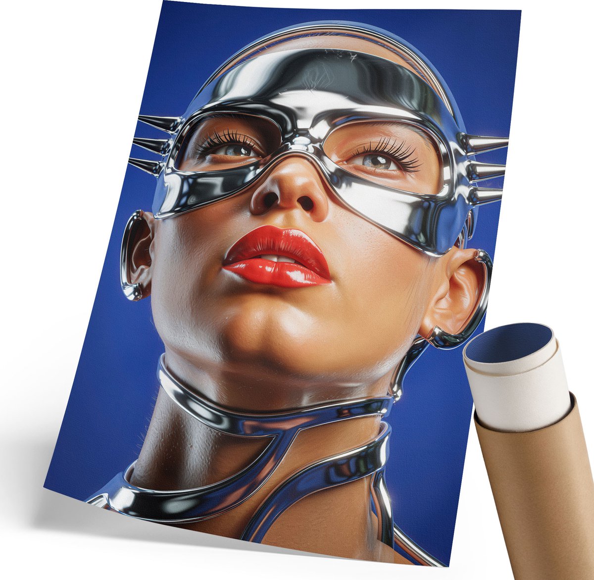 Coloray Polycanvas Wandposter - Vliegende Vogels, Zwart-wit - 420 x 594 mm - Blauw Patroon - Rechthoek - Wandkunstwerk - Kantoor - Rustiek