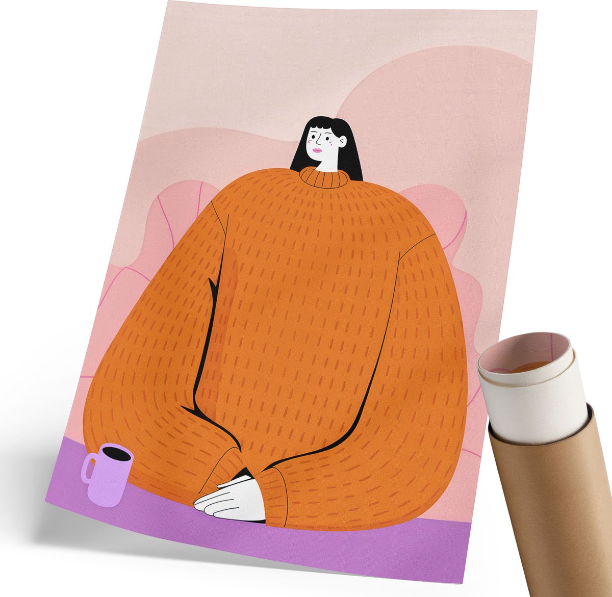 Coloray Polycanvas Wandposter - Surrealistisch Portret, Illustratie - 420 x 594 mm - Groen Poster - Rechthoek - Canvasposter - Woonkamer, Slaapkamer, Kantoor - Modern