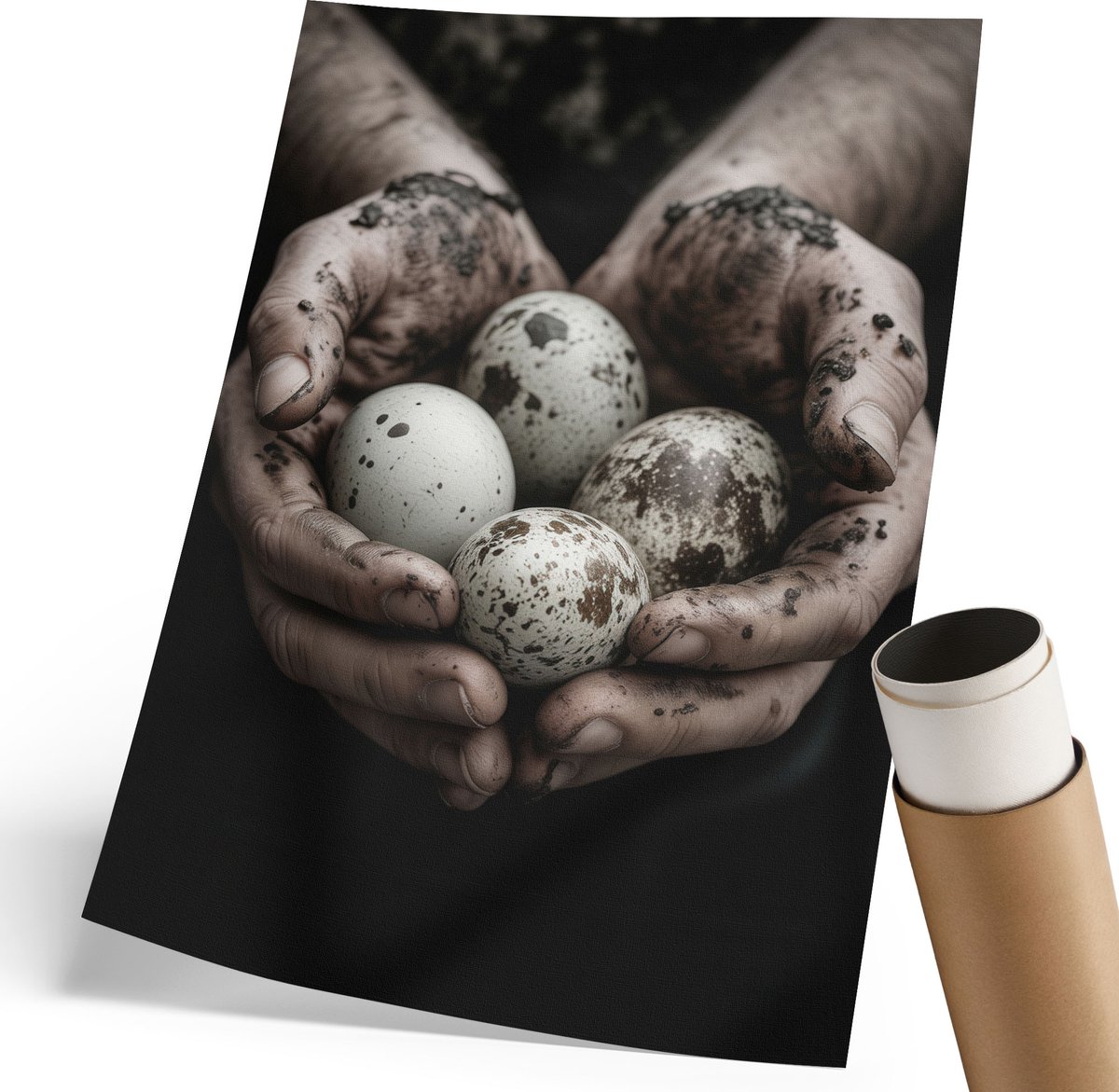Coloray Polycanvas Poster - Natuurlijke Eieren, Fotografie - 210 x 297 mm - Bruin Kunst - Rechthoek - Muurdecoratie - Woonkamer, Slaapkamer, Kantoor - Rustiek
