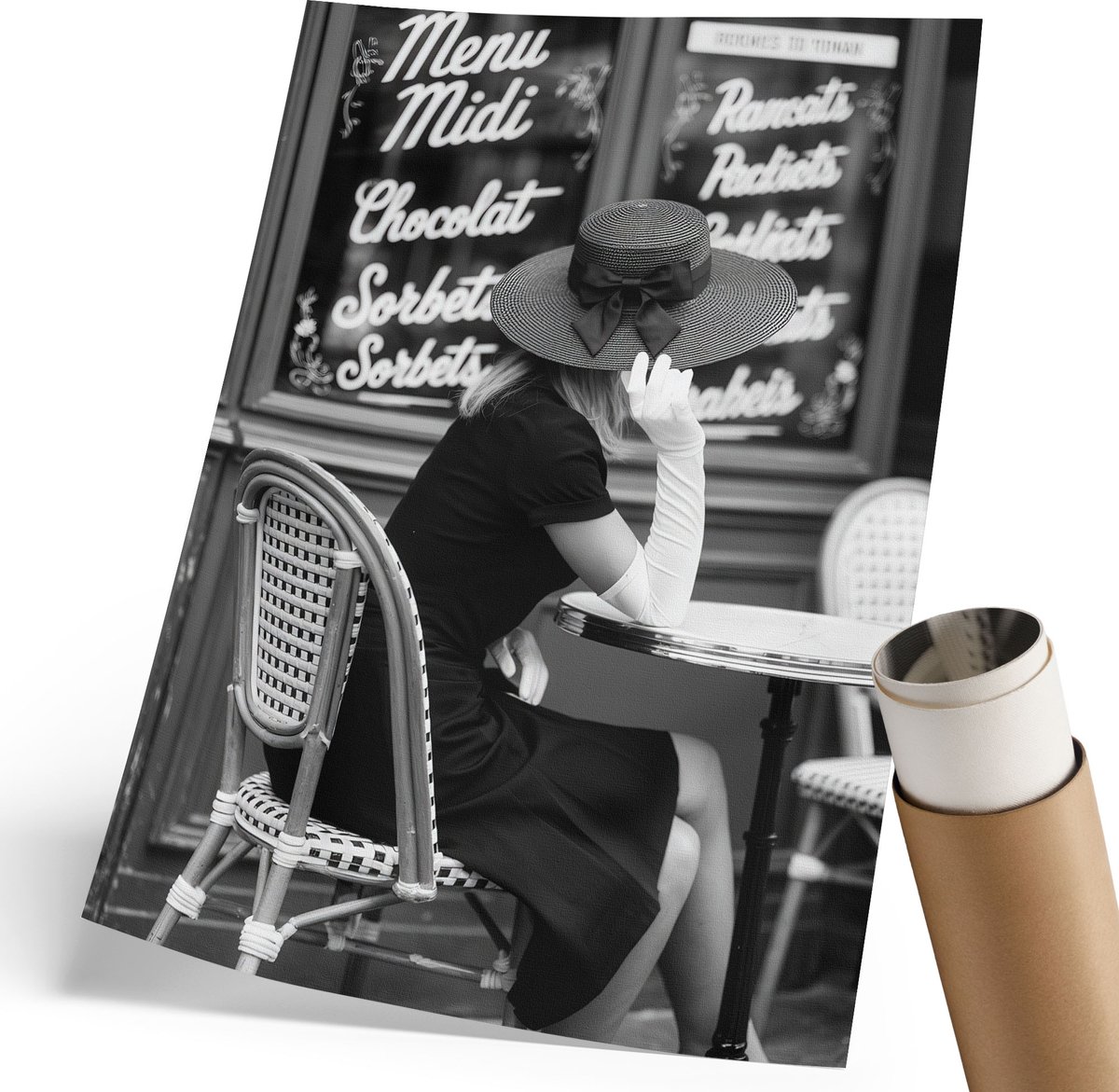 Wallfluent Canvas Poster Polycanvas - Auto In Het Groen, Illustratie - 297 x 420 mm - Groen Decoratie - Rechthoek - Muurdecoratie - Woonkamer, Slaapkamer, Kantoor - Modern