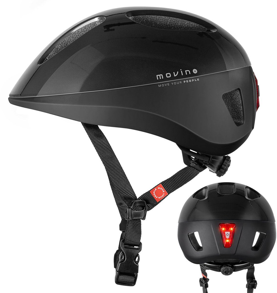 Movino Eclipse - S - Grafiet - Fietshelm met Geïntegreerd LED Achterlicht – Lichtgewicht 230g – In-Mold & EPS - Fiets Skeelers Step