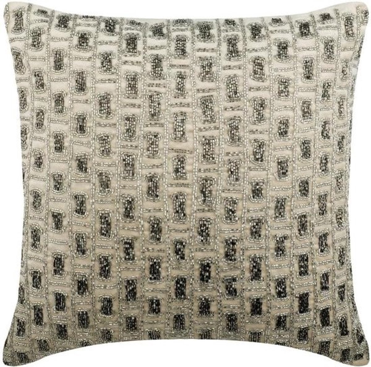 Kussenhoezen Set - Sierkussens Fluweel - Woonkamer Decoratie - 100% Handgemaakt - 35x35 cm - Ivoor & Zilver