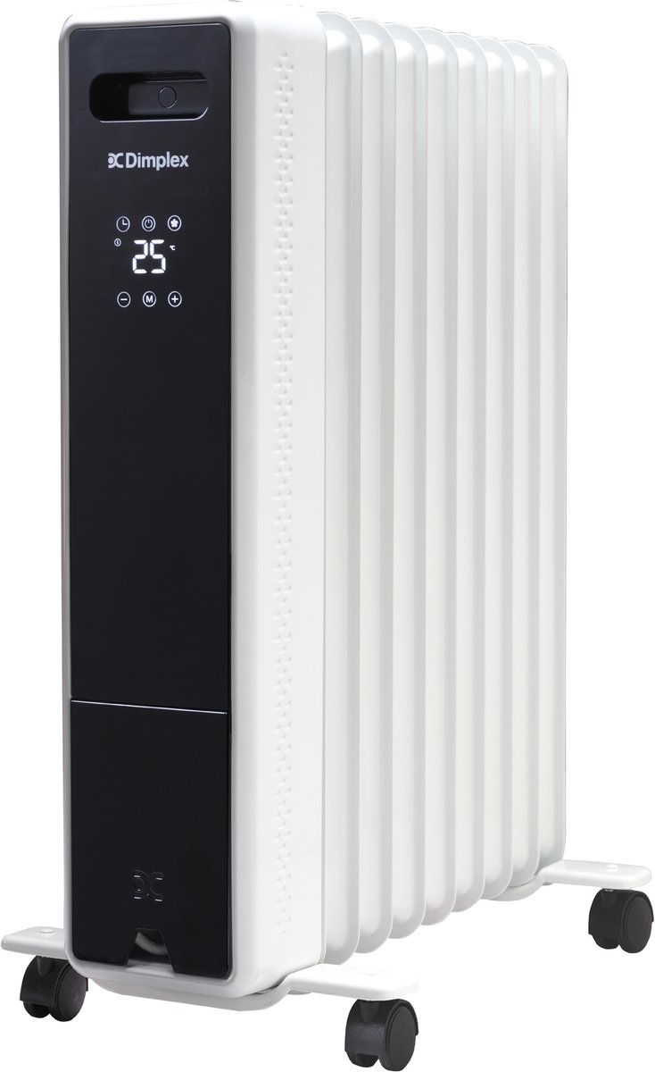 Dimplex ECO Edge Olievrije Radiator 2000W – Elektrische Kachel voor Ruimtes tot 60 m³ – Elektrische Verwarming met Thermostaat (5-35°C), 24-uurs Timer en Kinderslot – Wit/Zwart