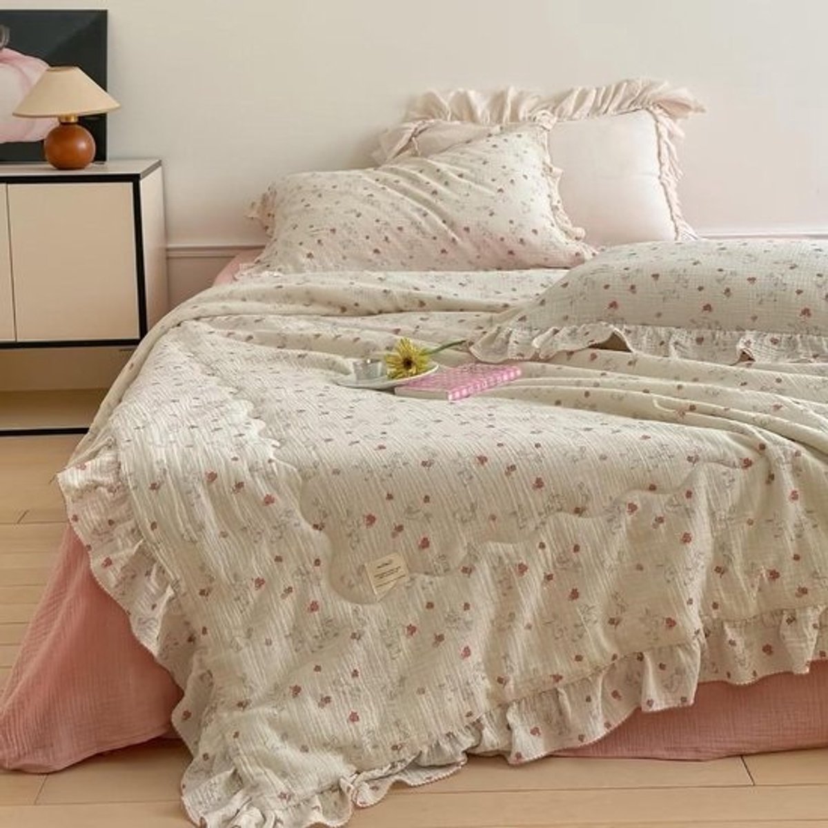 Mousseline Dekbed - Zomerdekbed Sprei - Comfortabel Slapen - Zachte Katoenen Mousseline - 150x200 cm - Bloemen Konijn