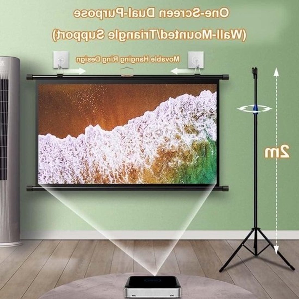 Projectiescherm Met Statief - Filmscherm Handmatig - Thuisbioscoop Creëren - Kreukvrij Glasvezel - 60 Inch 4:3 - Wit