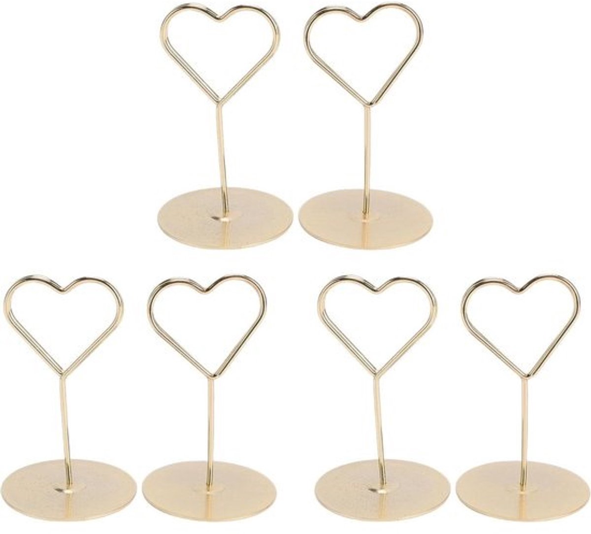 Harten Kaarthouders - Naamkaart Clips - Tafel Decoratie - Hartvormig Metaal - 5x5x8 cm - Goud