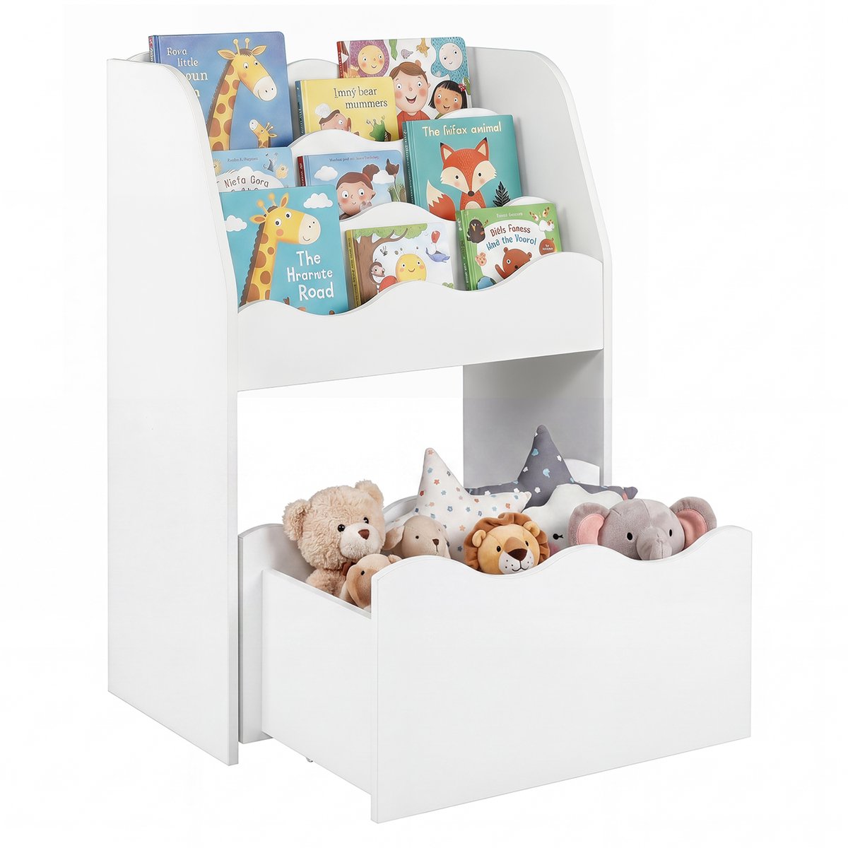 COSTWAY Kinderboekenkast met lade op wielen (wit)