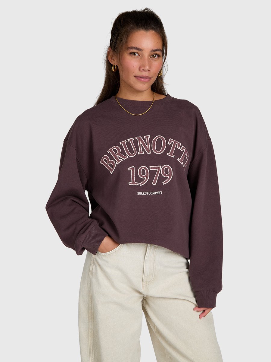 Brunotti Tamea Sweater Dames – Trui Crewneck Loose fit Rib Details M Raisin