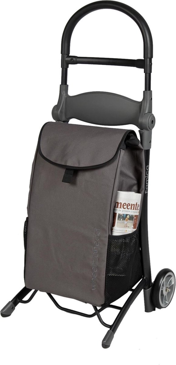 VOUNOT Boodschappentrolley met 2 wielen van aluminium met waterdicht vak, boodschappentrolley, opvouwbaar, 2-in-1, trolleytas, zwart, 45 l